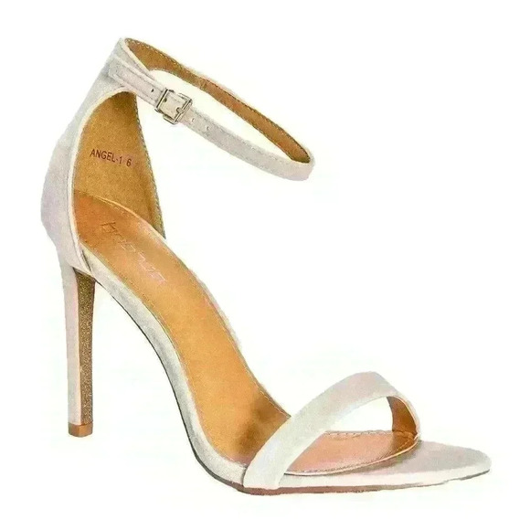 NEW NIB Boohoo Julia Two Part Glitter Sole Stiletto Heel Sandal, Nude - Picture 1 of 5